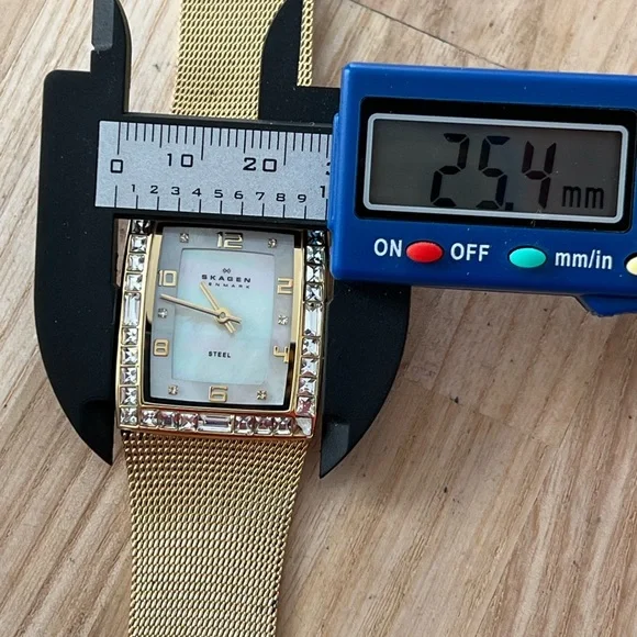 Skagen Ladies Watch Crystals Gold Tone Mesh Bracelet Pearl Dial Anita Lille Gold-Tone Steel Mesh Watch SKW2150 - Skagen main image 3